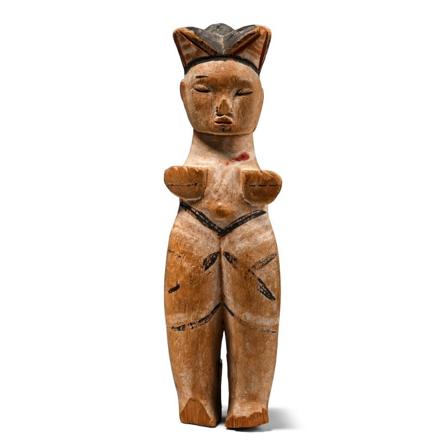 African Wooden Ibibio Doll Figurine