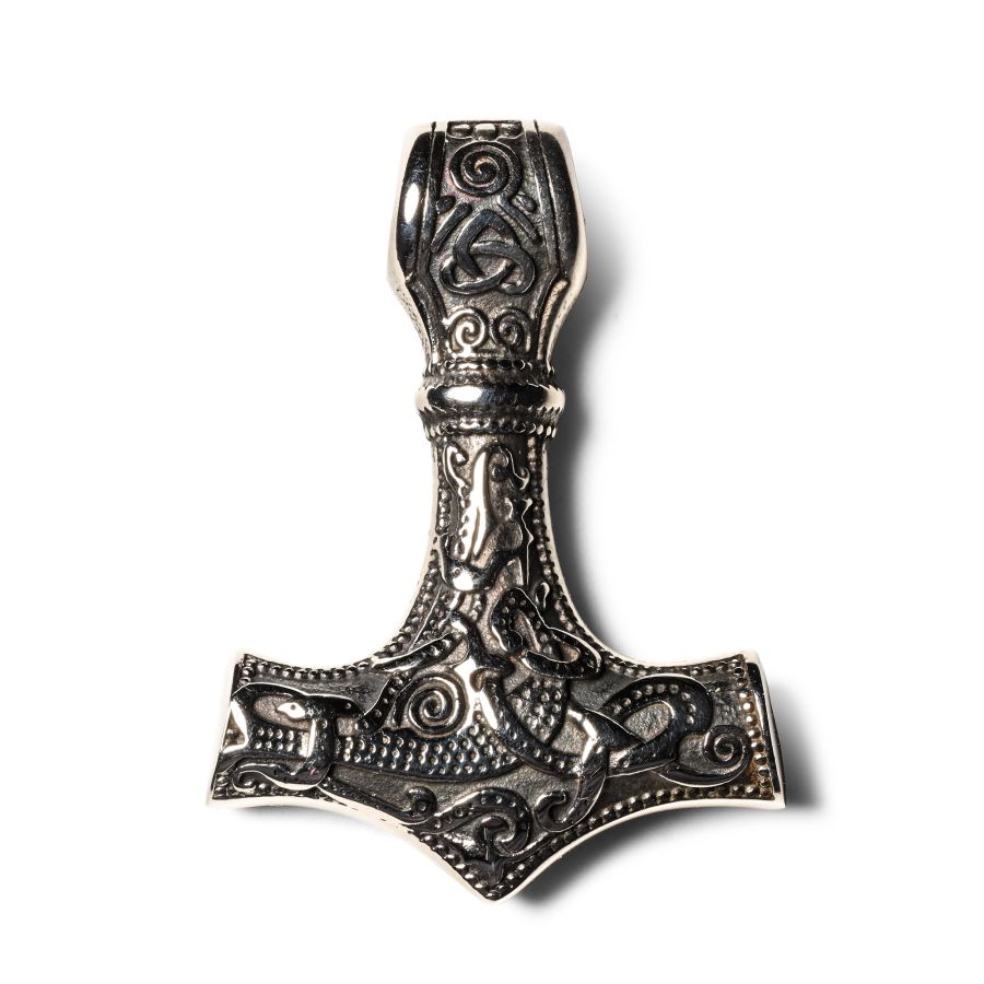 Large Polished Steel Thor's Hammer Replica Pendant