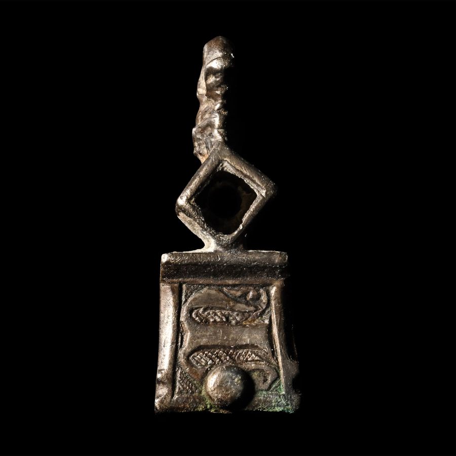 Medieval Silver Strap End with M for Maria