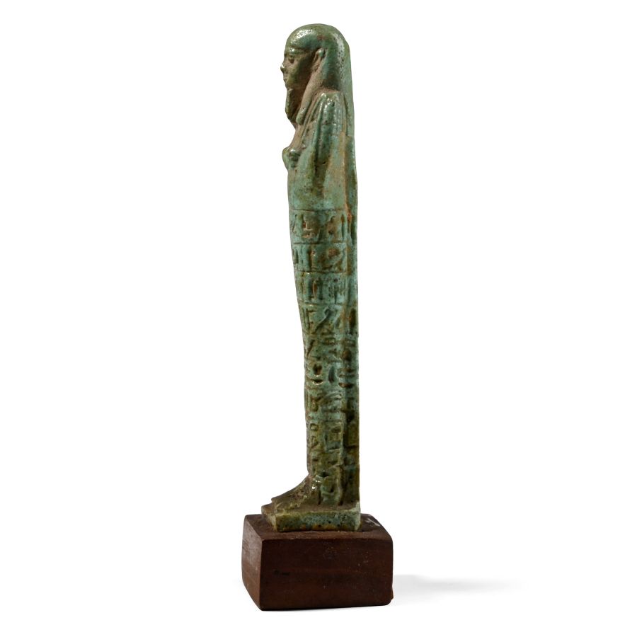 Egyptian Blue-Glazed Faience Shabti for Hornakht, Born of Nefertyti