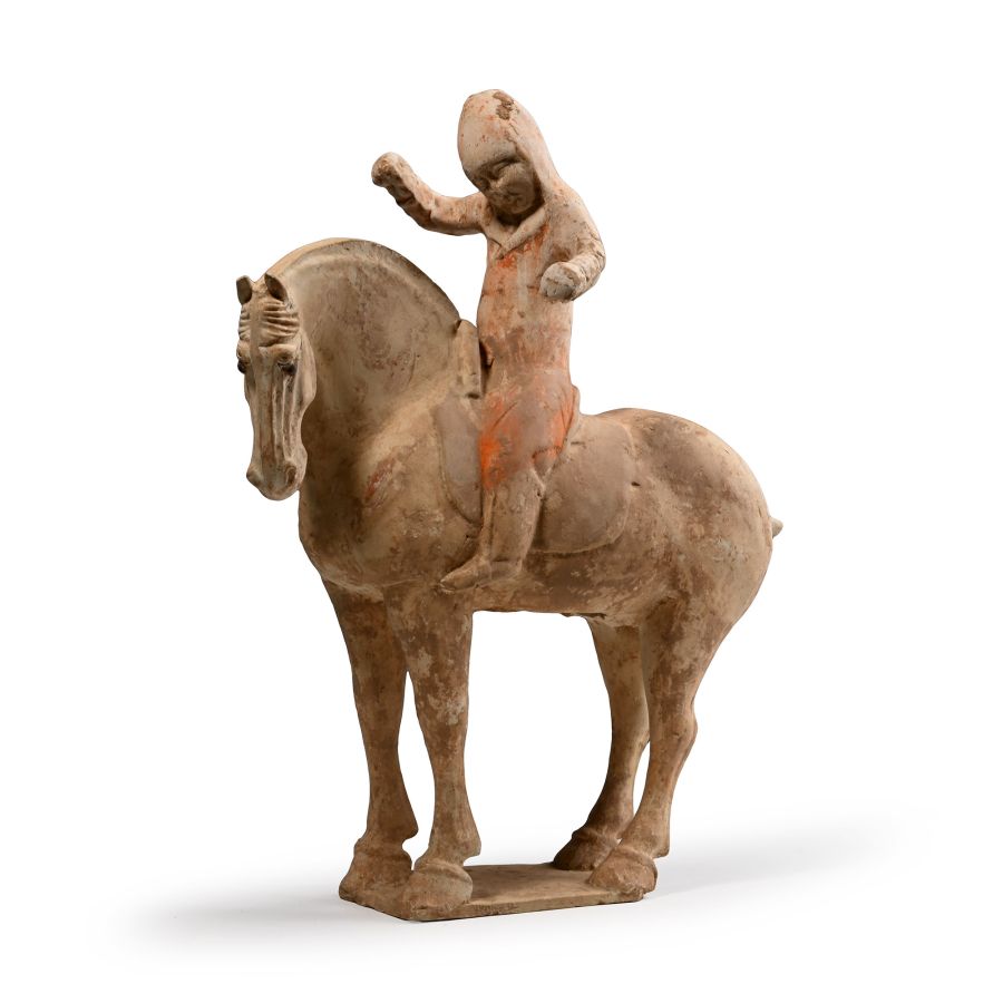Chinese Han Terracotta Horse and Rider