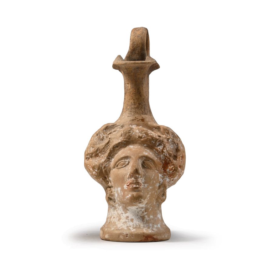 Greek Terracotta Figural Oinochoe