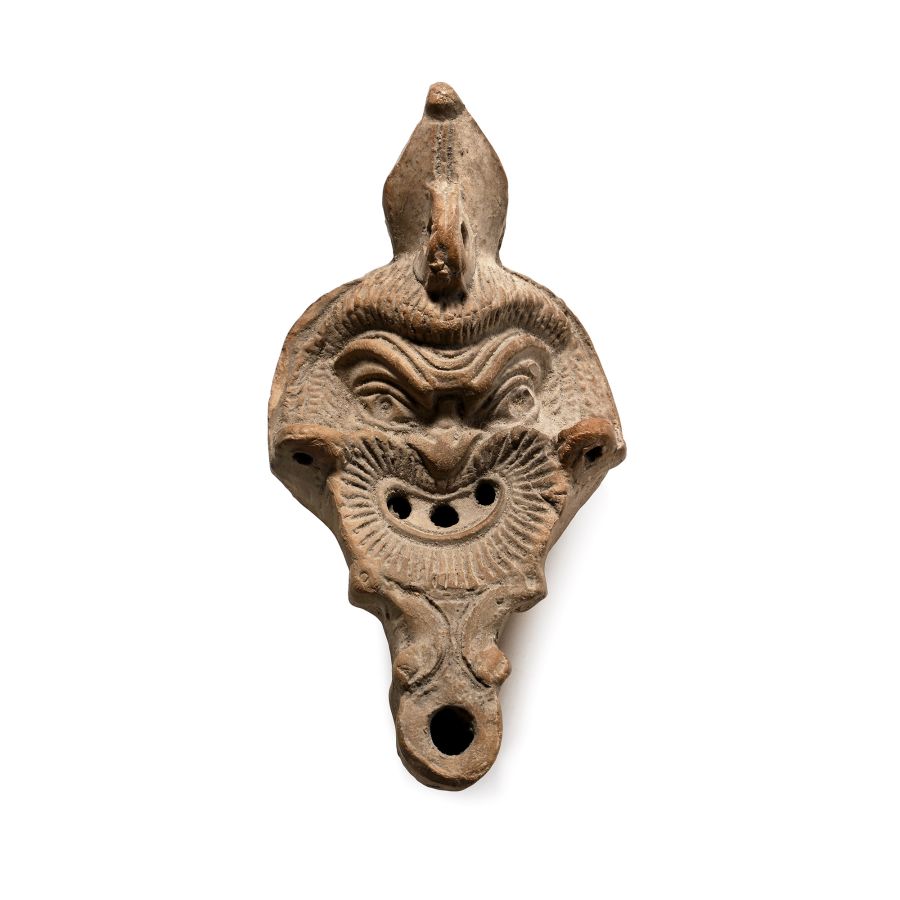 Roman Terracotta Mask Oil Lamp