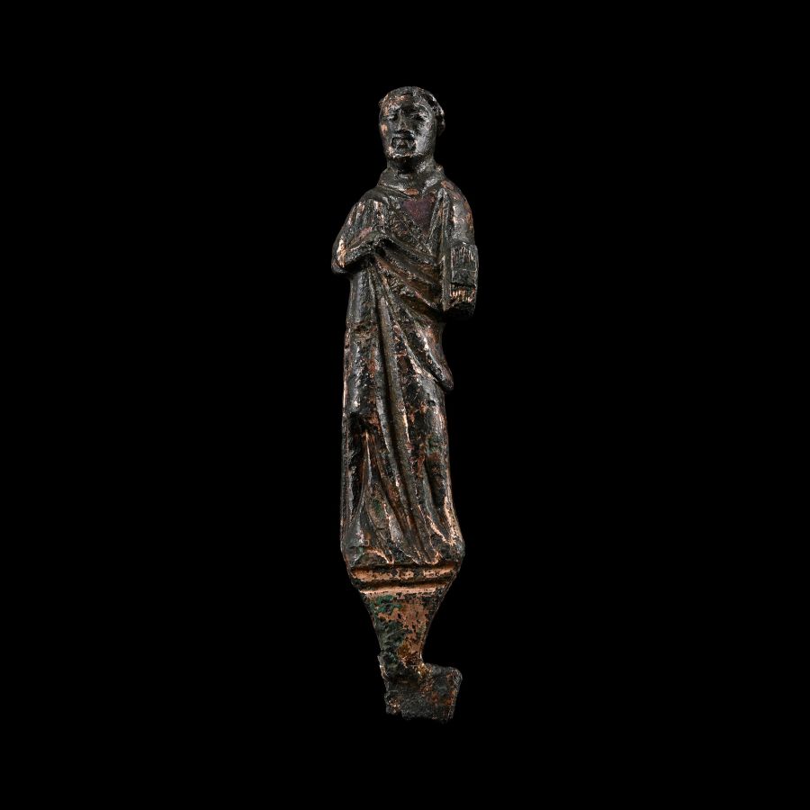 Medieval Gilt Reliquary Figure of a Saint