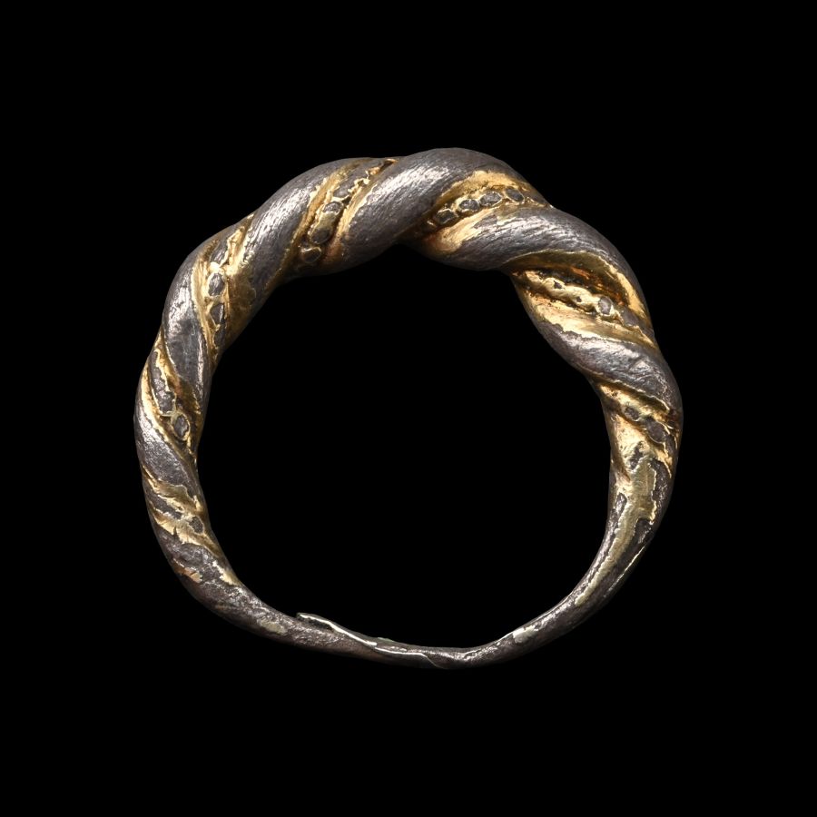 Scandinavian Viking Silver-Gilt Twisted Ring
