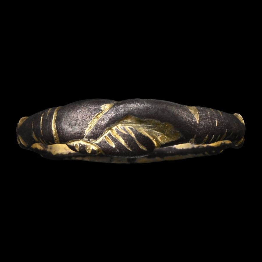 Medieval Silver-Gilt Clasped Hands Stirrup Ring