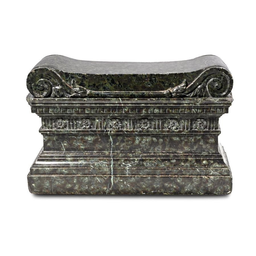 Italian Grand Tour Serpentine Marble Inkwell Modelled as the Sarcophagus of Lucius Cornelius Scipio