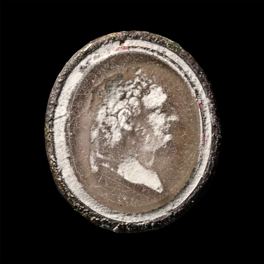 Georgian Gilt Bronze Seal Matrix Bottom with Bust