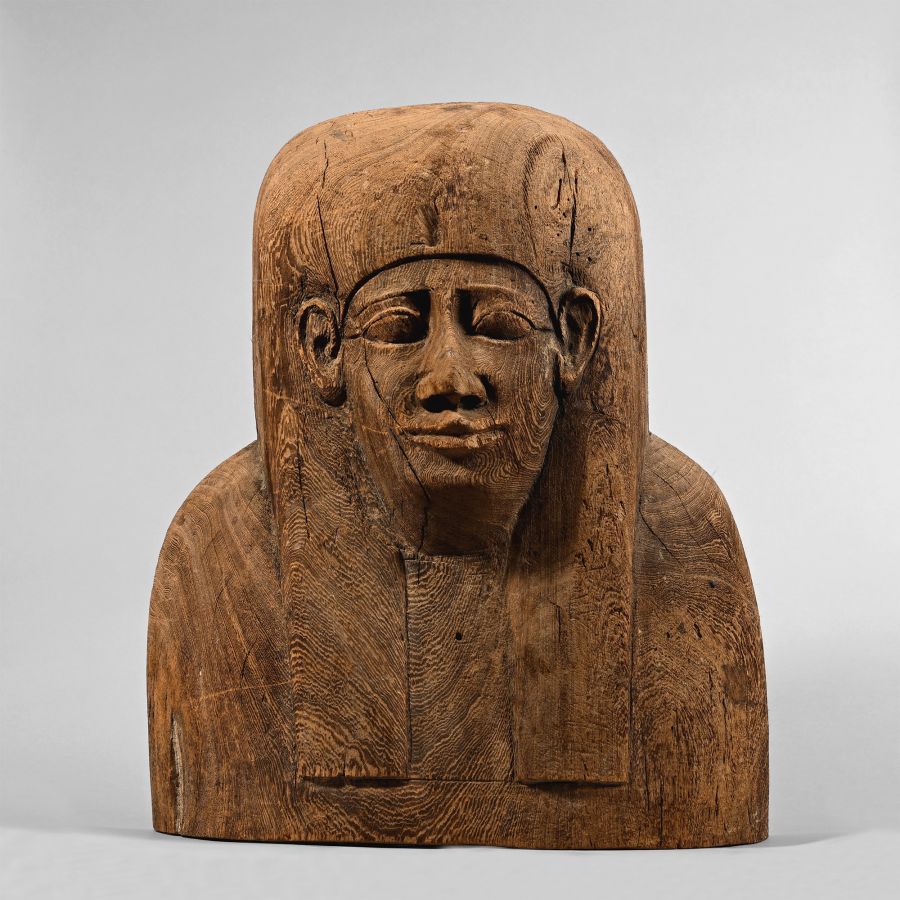 Large Egyptian Wooden Mummy Coffin