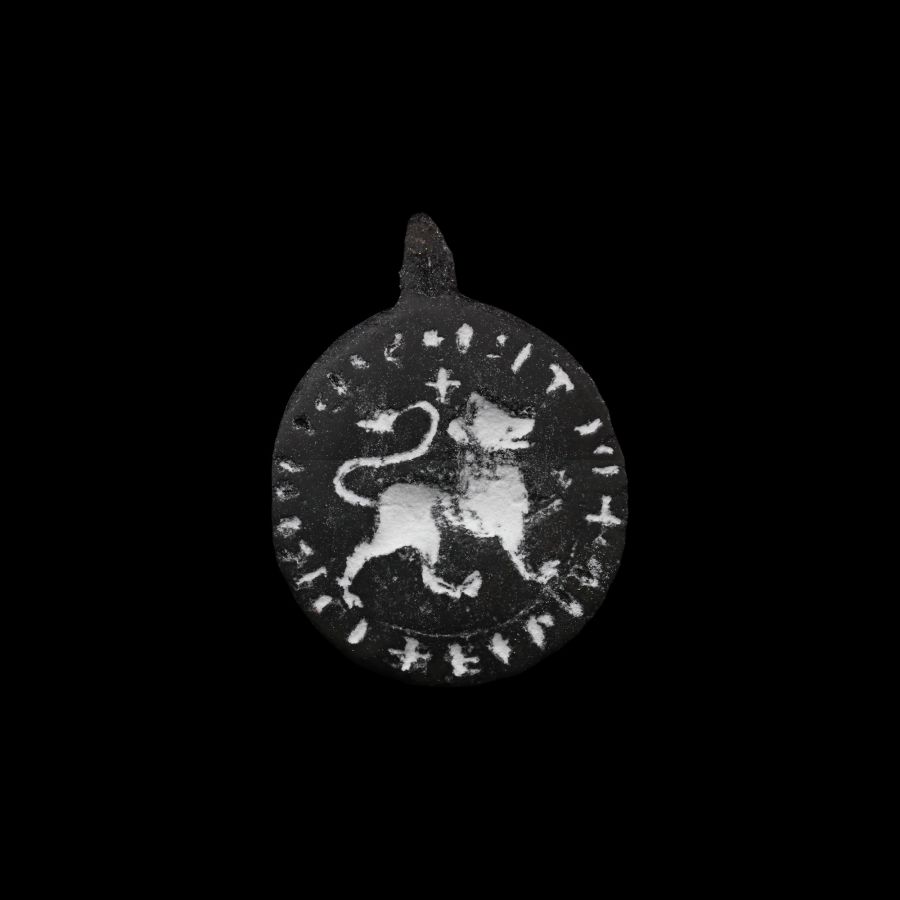 Large Medieval Bronze Seal Matrix with Lion