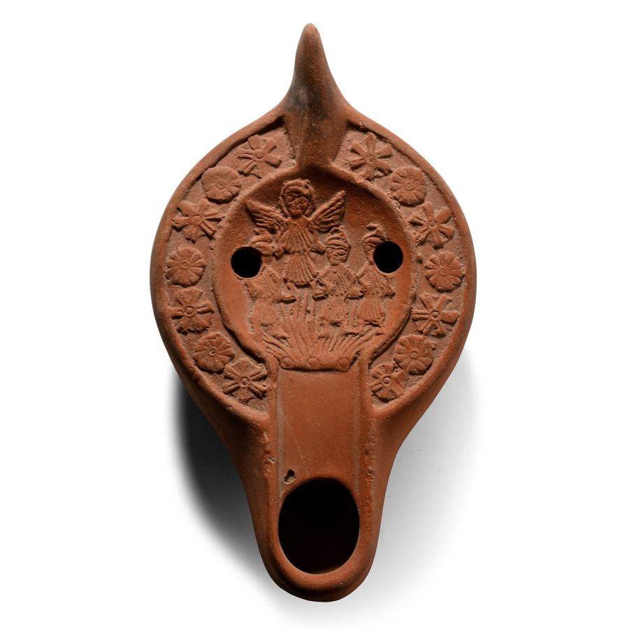 Late Roman Terracotta Oil Lamp with The Fiery Furnace