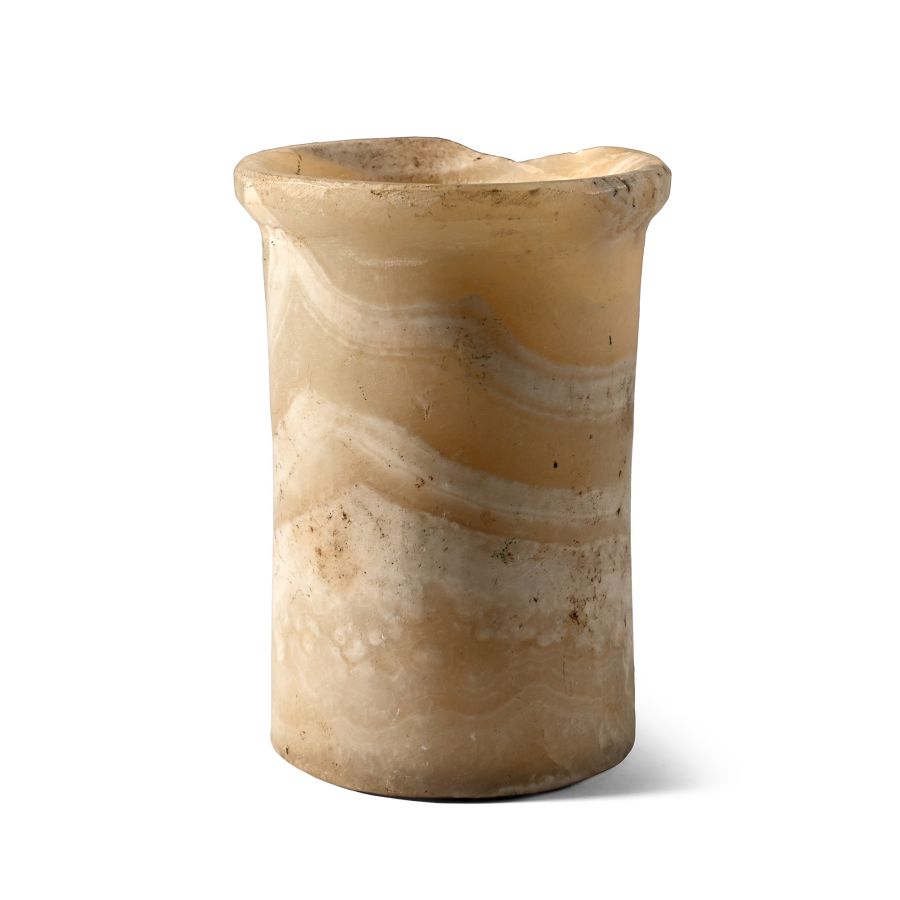 Egyptian Alabaster Cylindrical Storage Vessel