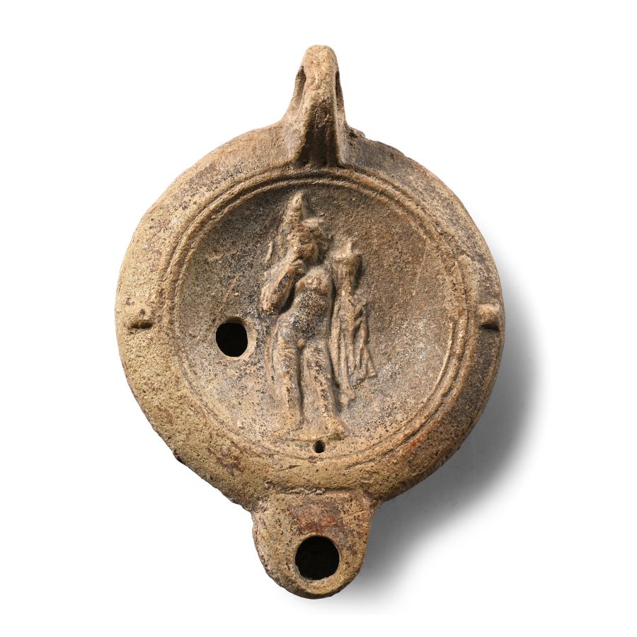 Roman Terracotta Oil Lamp with Harpocrates