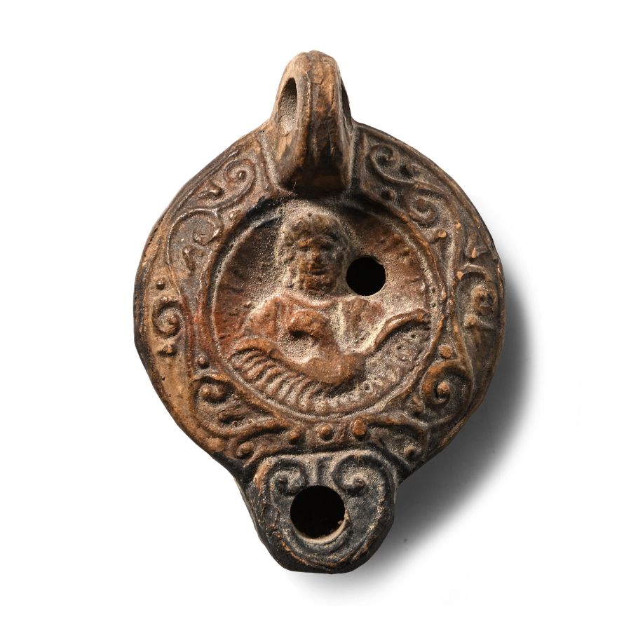 Miniature Roman Terracotta Oil Lamp with Jupiter