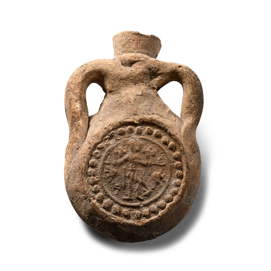 Byzantine Ceramic Pilgrim Flask with Saint Menas