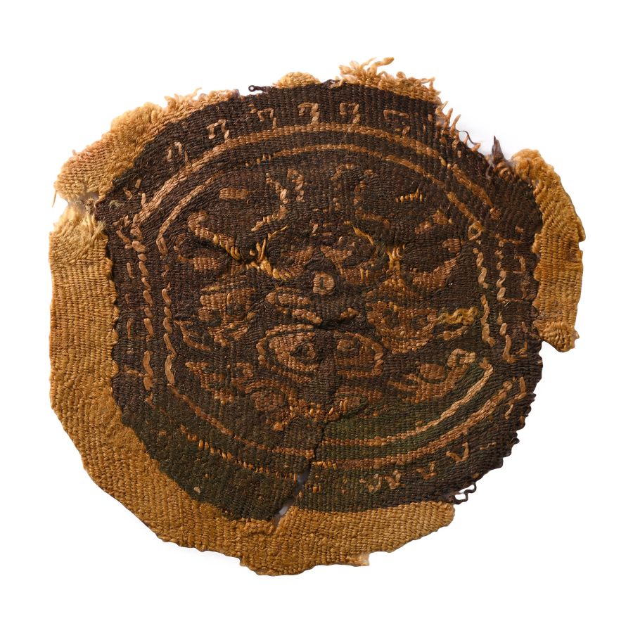 Egyptian Coptic Tunic Textile Fragment of an Orbiculus with Facing Military Horsemen