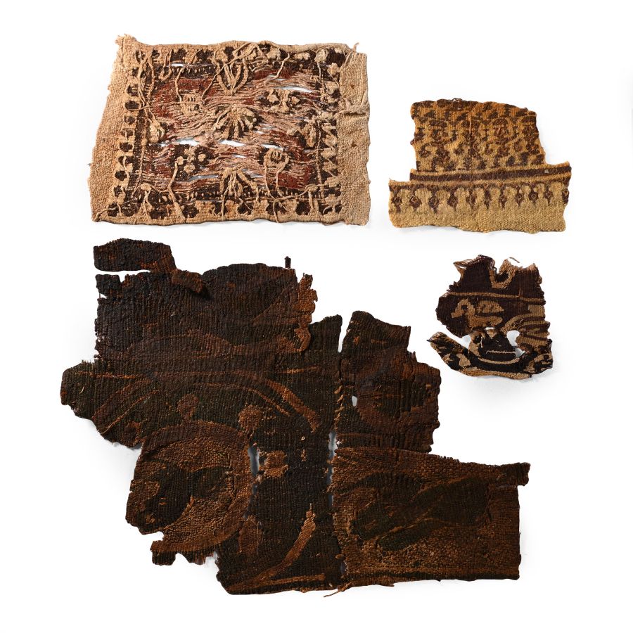 Egyptian Coptic Tunic Textile Fragments of Segmenta and Tablia with Figures, Animals and Geometric Decoration