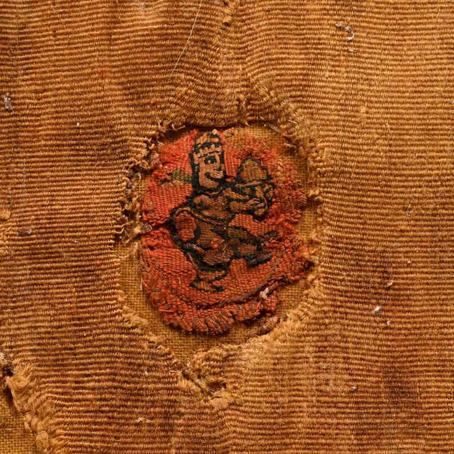 Large Egyptian Coptic Male Textile Tunic Embroided with Segmenta, Clavi, and Orbiculi with Human Figures