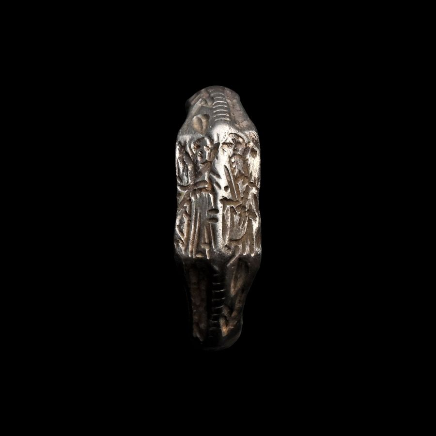 'The Loders' Medieval Silver-Gilt Iconographic Ring with Saint Christopher and Christ