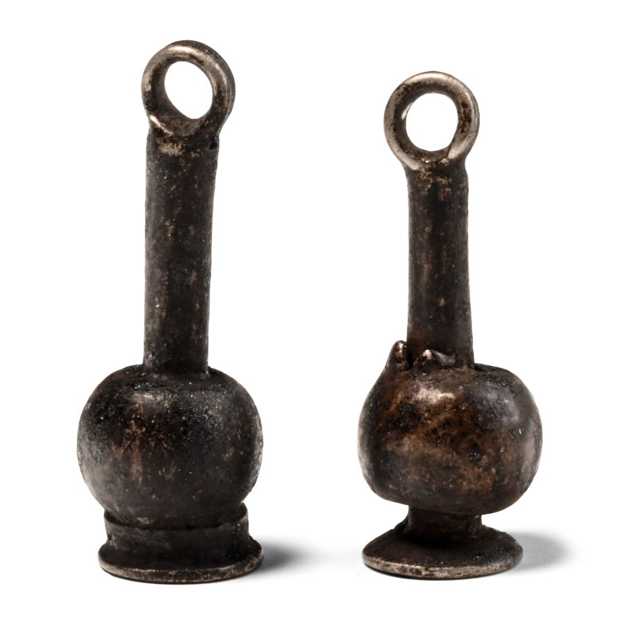 Egyptian Silver Poppy Amulet Pair