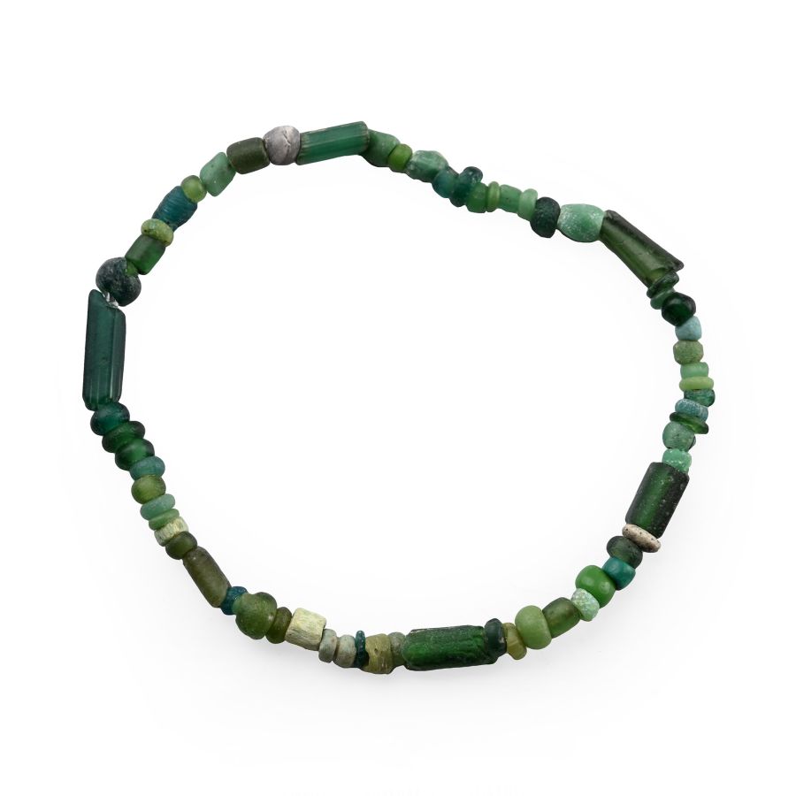 Roman Green Glass Bead Bracelet