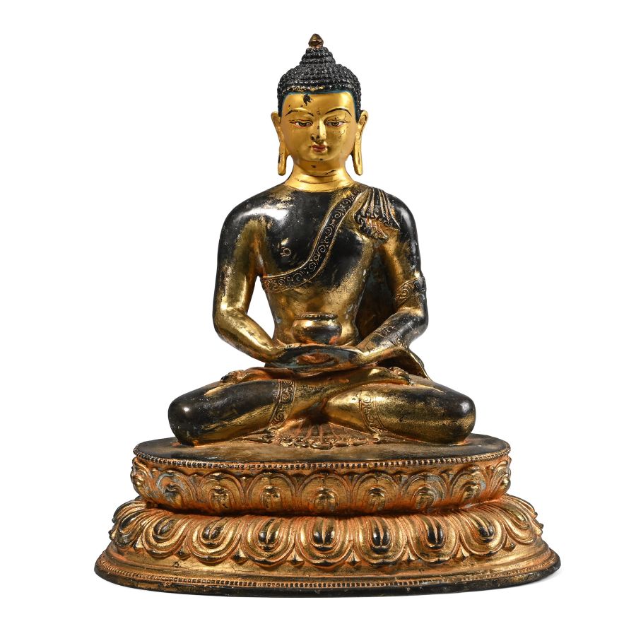 Sino-Tibetan Gilt Seated Buddha Figure