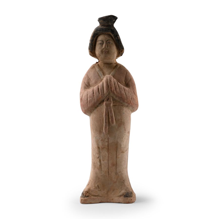 Chinese Tang Dynasty Style Painted Terracotta Figure of a Court Lady