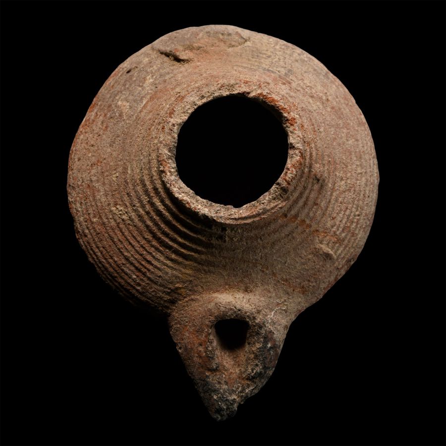 Western Asiatic Terracotta Oil Lamp with Roundel Decoration