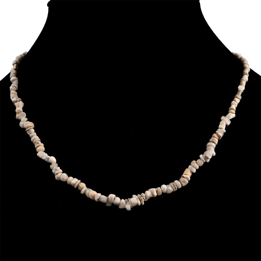 Western Asiatic White Stone Bead Necklace String