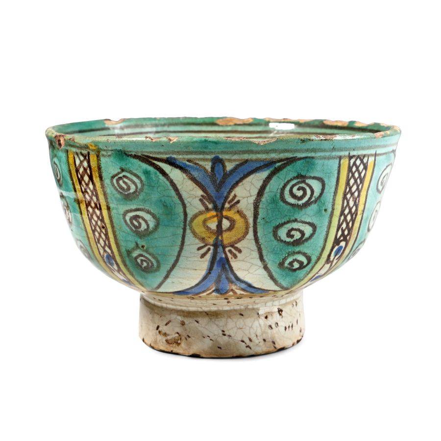 Kutahya Glazed Terracotta Footed Bowl
