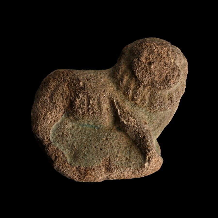 Egyptian Glazed Terracotta Lion Statuette