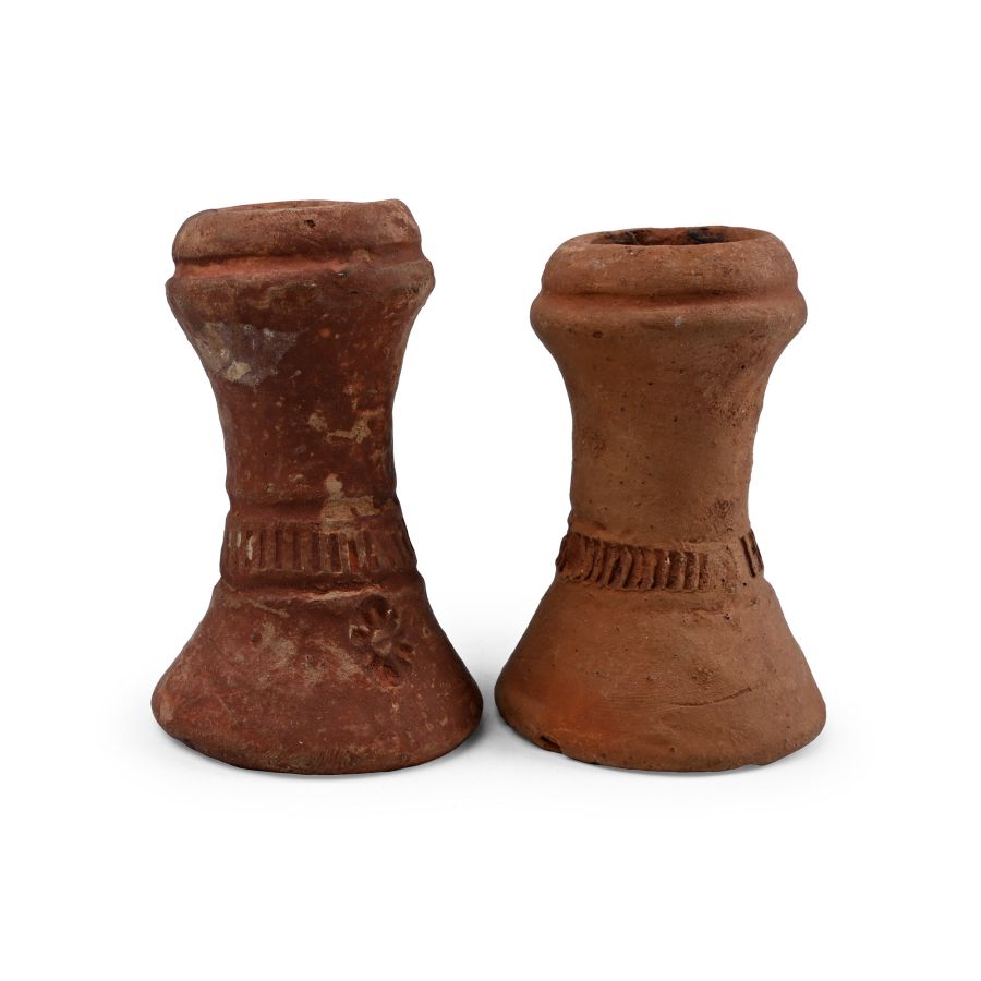 Western Asiatic Terracotta Candlestick Pair
