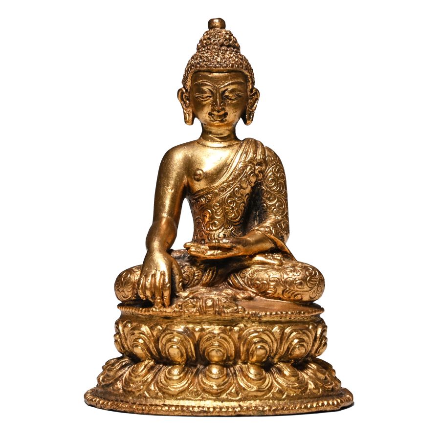 Himalayan Gilt Bronze Figure of Shakyamuni Buddha