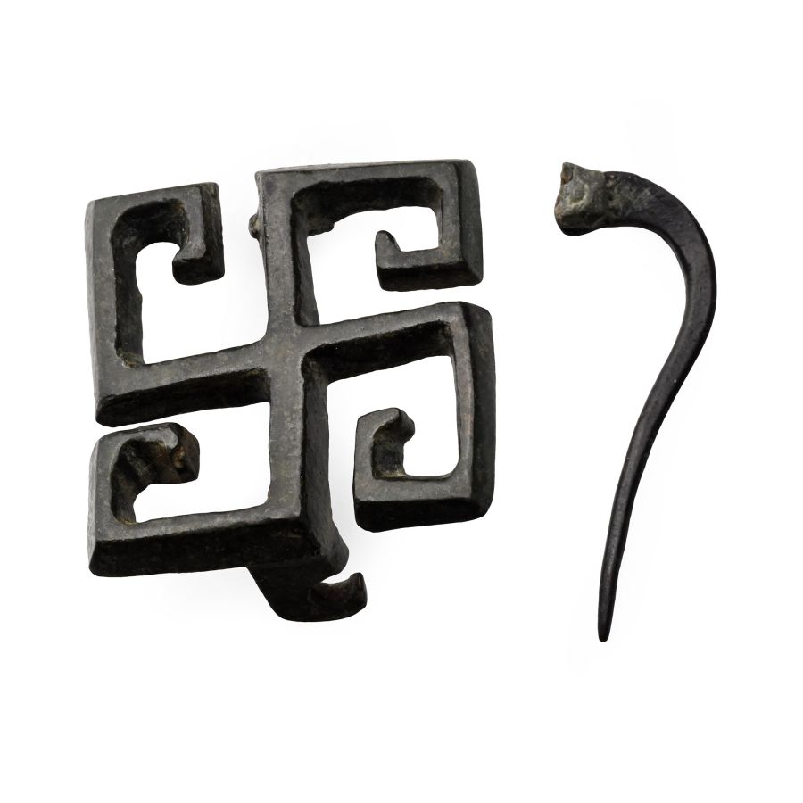 Roman Bronze Fylfot Plate Brooch