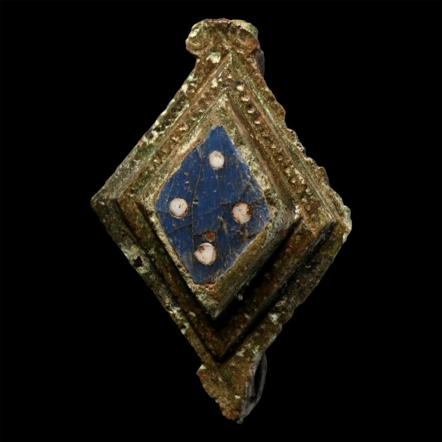 Roman Enamelled Bronze Lozenge-Shaped Brooch
