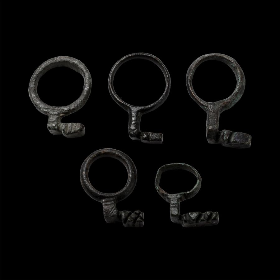 Roman Bronze Key Ring Group