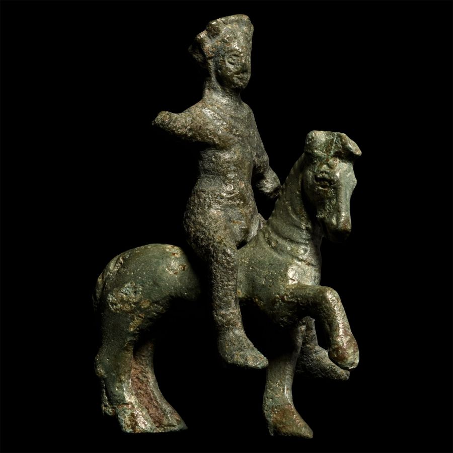 Roman Bronze Horse and Rider Statuette