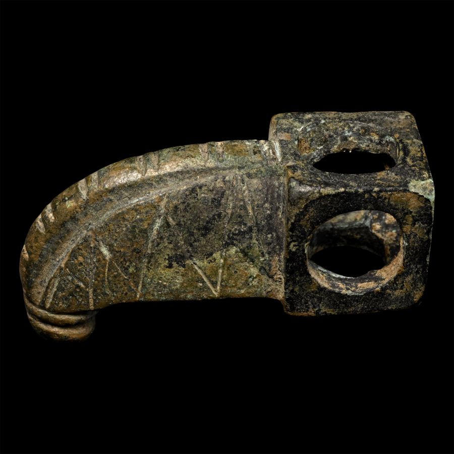 Large Visigothic Bronze Buckle Tongue in the Shape of a Eagle's Head