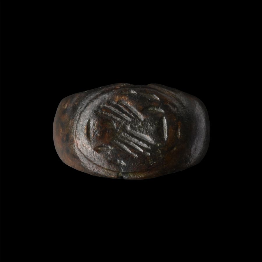 Roman Bronze Betrothal Ring with Clasped Hands