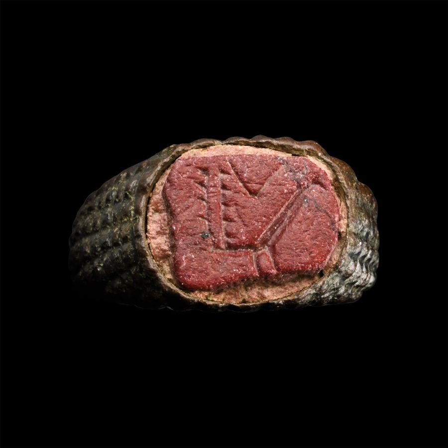 Byzantine Bronze Ring with Jasper Bird Gemstone