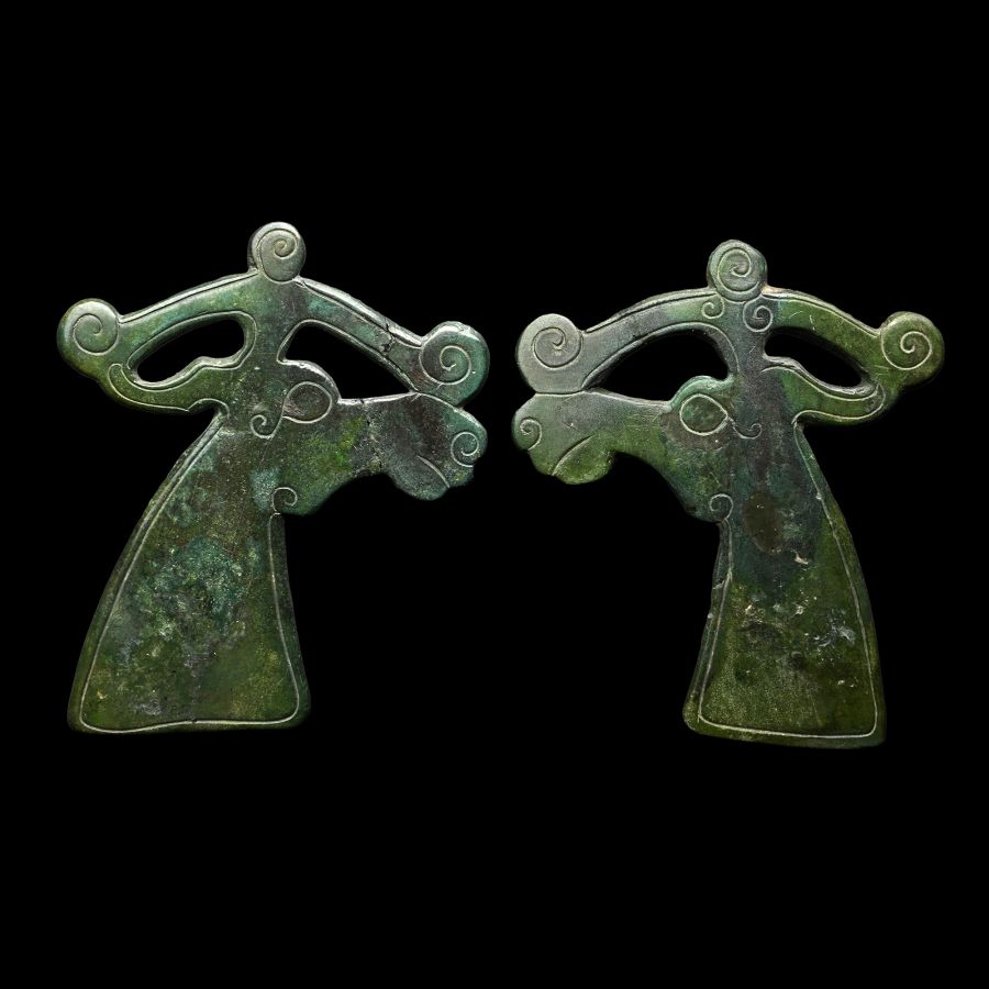 Scythian Bronze Stag's Head Mount Pair
