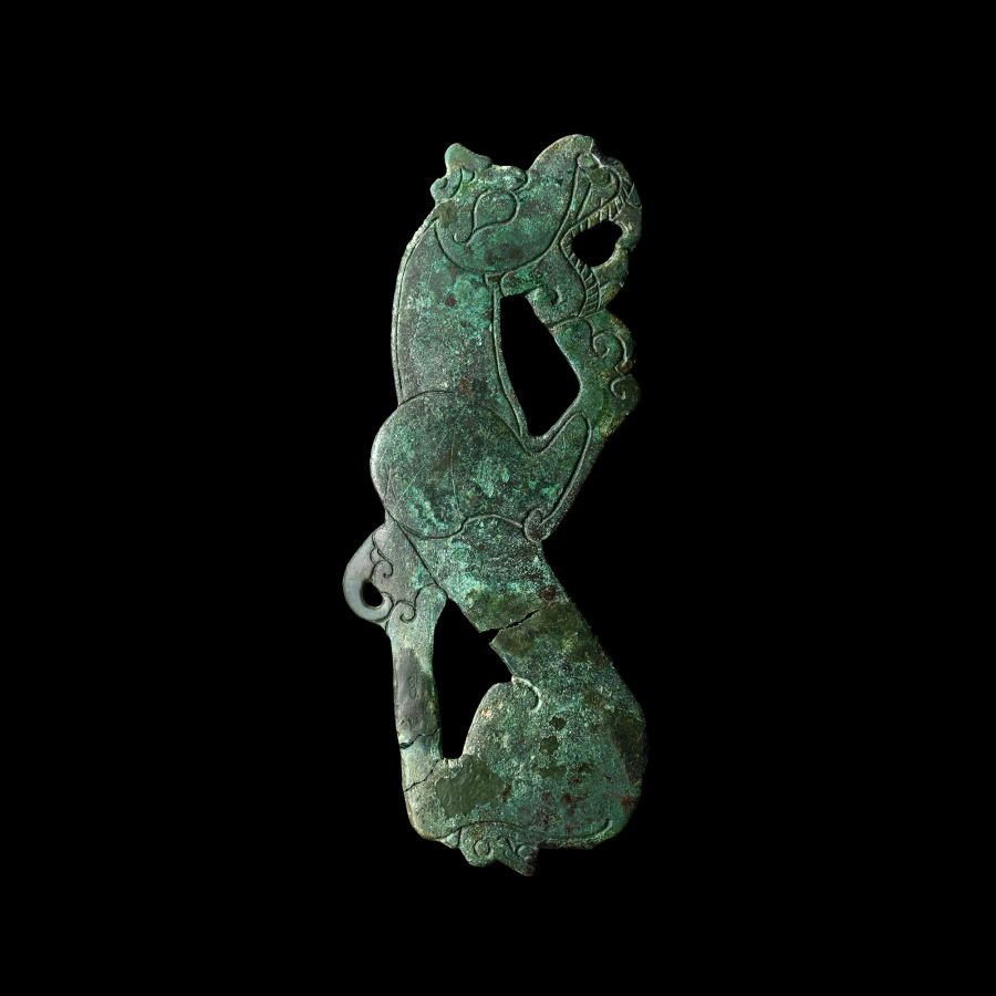 Large Scythian Bronze Contorted Beast Mount