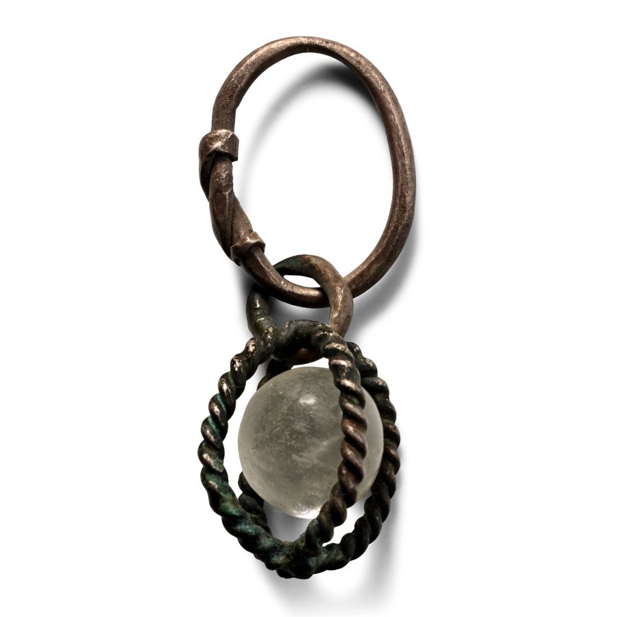 Viking Age Silver Pendant with Rock Crystal Sphere