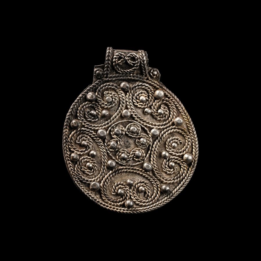 Viking Silver Pendant with Filigree Scrolls