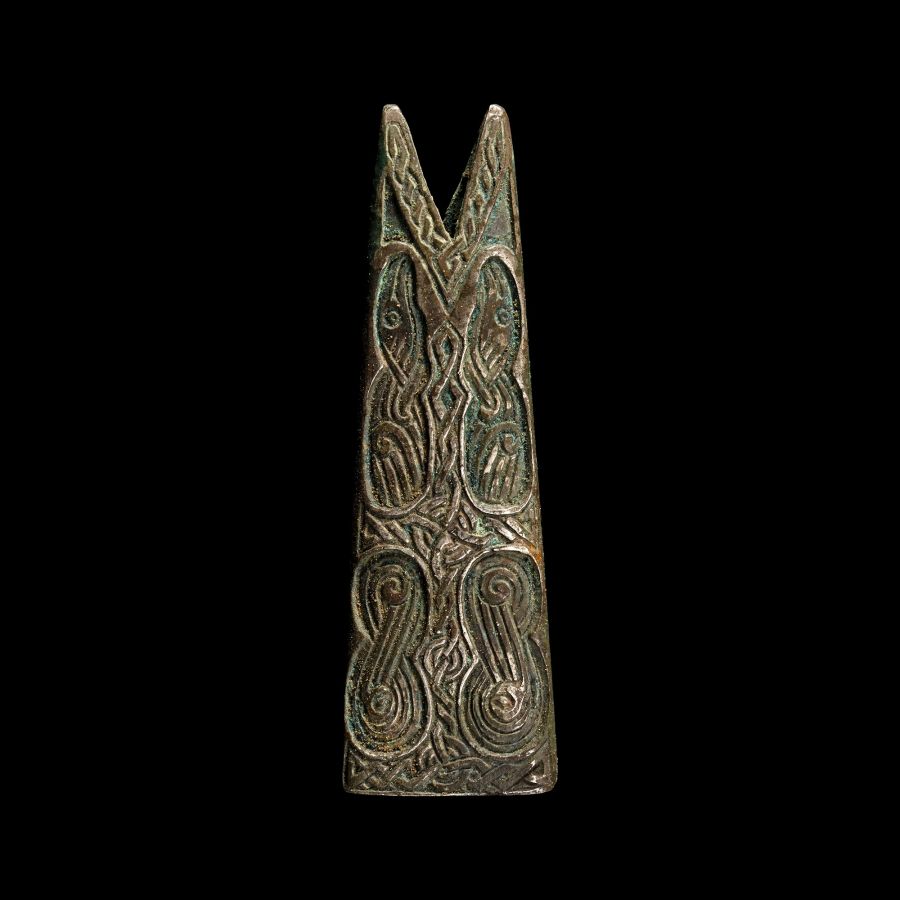 Viking Silvered Bronze Fish Pendant with Interlaced Design