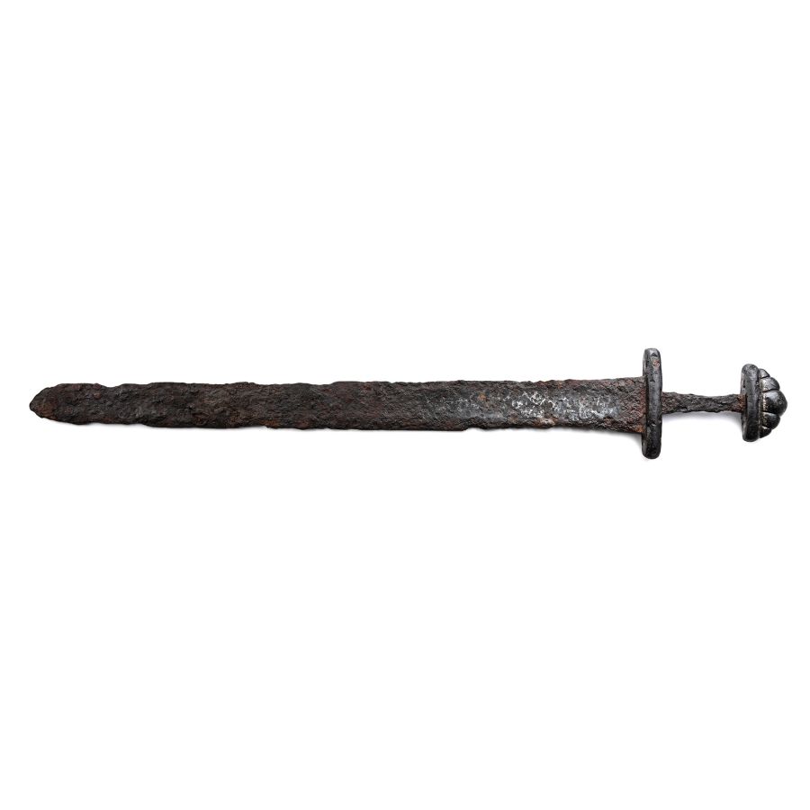 Scandinavian Viking Iron Sword with Silver Inlaid Hilt