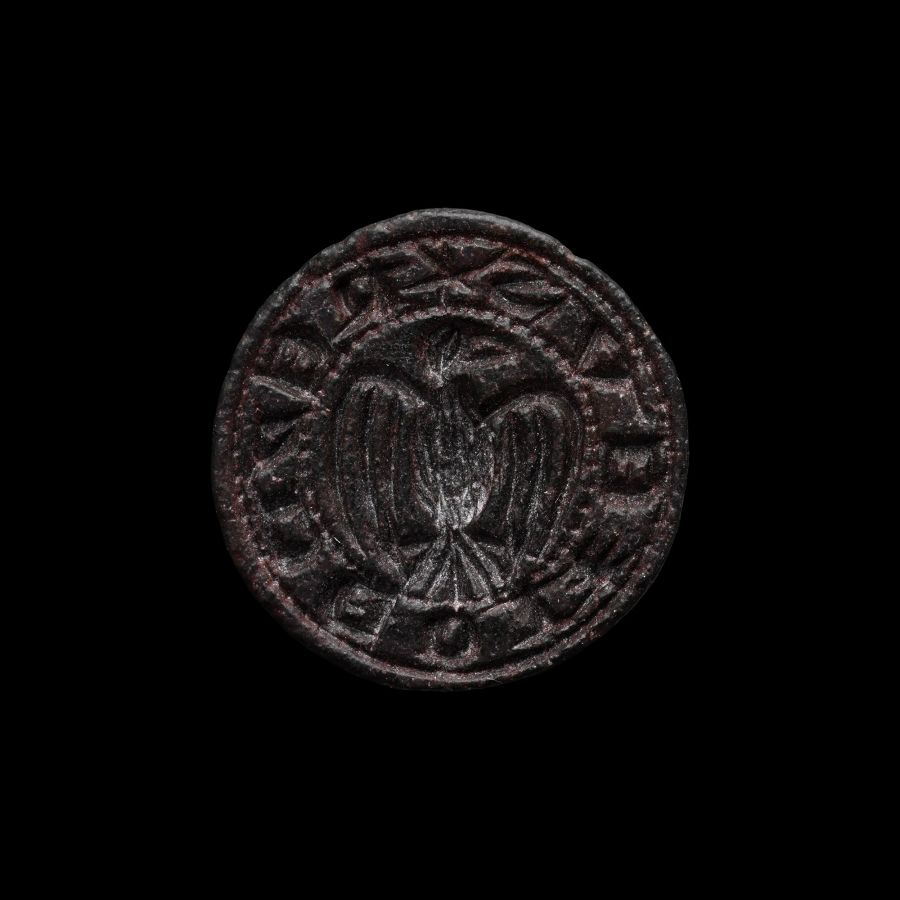 Medieval Bronze Seal Matrix with 'King of Birds' Inscription and Spread Eagle