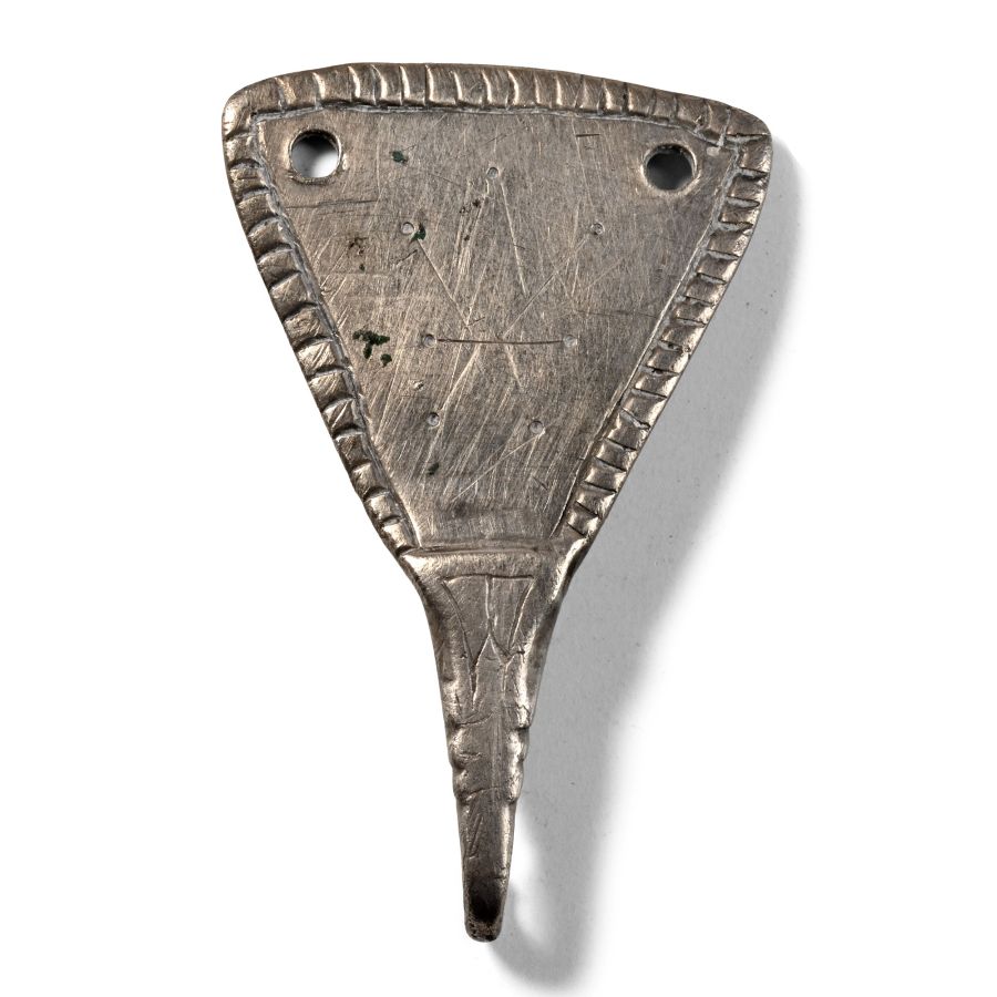 Anglo-Saxon Silver Hooked Tag with Monogram 'A' Design