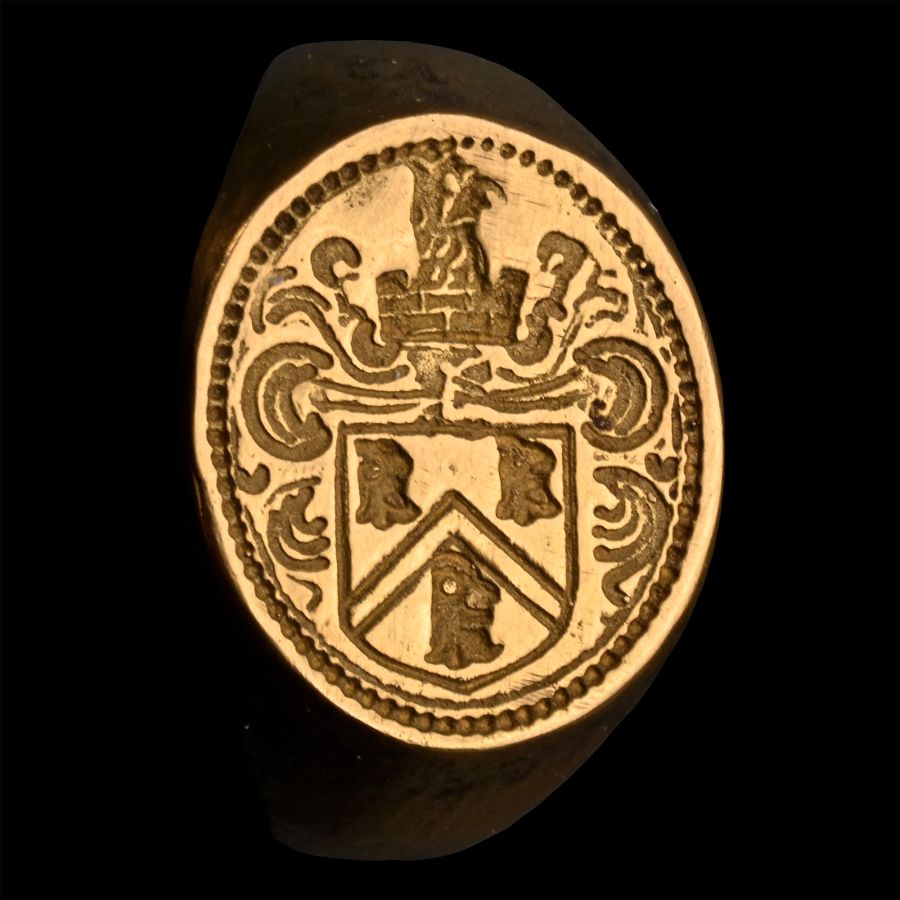 Solid 21 Carat Gold Replica of the Colman Family Armorial Signet Ring