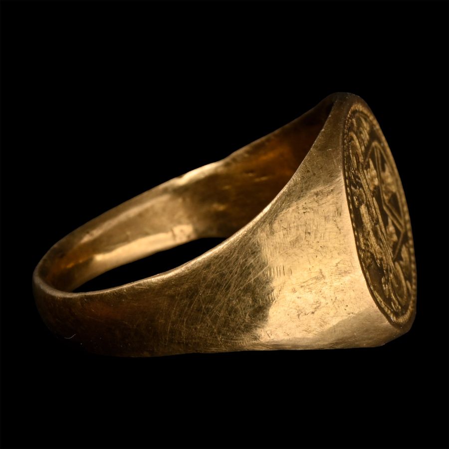 Solid 21 Carat Gold Replica of the Colman Family Armorial Signet Ring